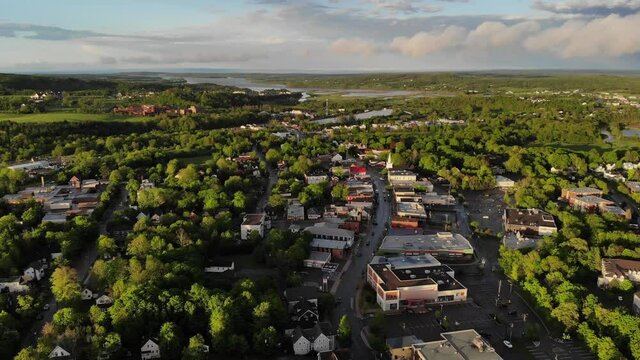 Main Street in a Small Town Aerial