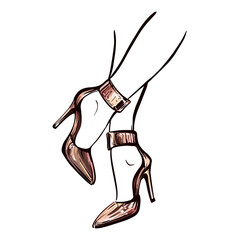  Slender female legs in stilettos. Hand-drawn fashion vector illustration