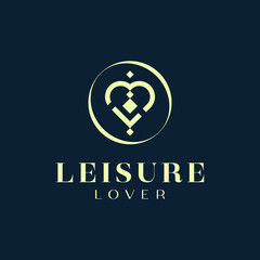 L monogram Letter with Love in Circle with Square for Leisure Lover Tourism Logo Design Graphic Concept