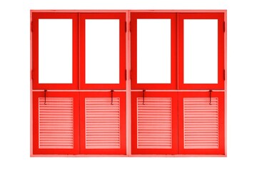 European antique red door frame isolated on a white background