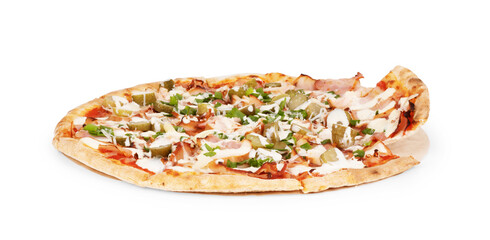 Pepperoni pizza on a white background