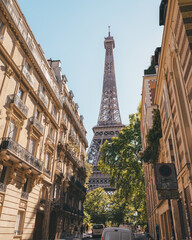 Eiffel Tower Landmark View From Back Street 