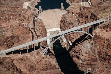 Hoover Dam Bridge View From Helicopter 