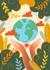 A pre-made poster about environment protection in a minimalistic style. Vector illustration.