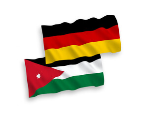 Flags of Hashemite Kingdom of Jordan and Germany on a white background