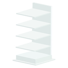 Vector Set of White Blank Empty Exhibition Trade Stands Shop Racks with Shelves Storefronts Isolated on Background