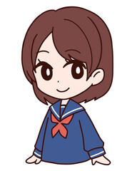 女子高生　手を降ろす