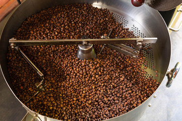 .Coffee beans in coffee roasting machines