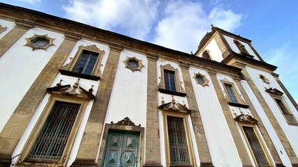 Old classic vintage barroque white church Recife Pernambuco Brazil