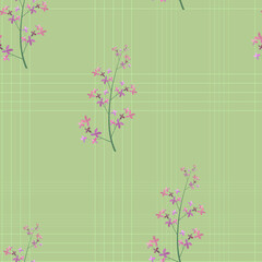 落ち着いた花のシームレスパターン背景素材