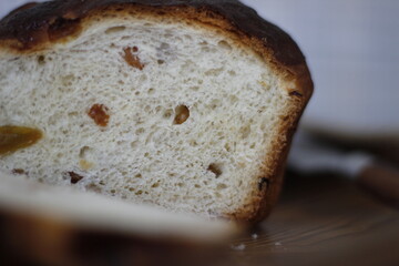 sliced bread on a wooden board