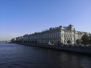Fototapeta na wymiar Hermitage Building, view from River Neva, Saint Petersburg, Russia