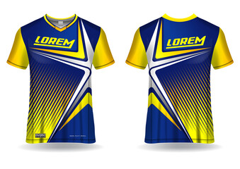 	
Jersey mockup. t-shirt sport design template for runner, uniform front and back view