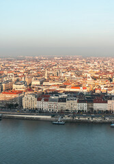 Obraz premium Buildings of eastern Budapest from the Gellert Hill.