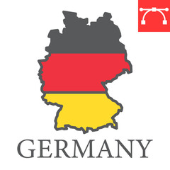 Map of Germany color line icon, country and geography, germany map flag sign vector graphics, editable stroke filled outline icon, eps 10.