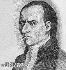 Dr. Jose Gaspar Rodriguez de Francia, Portrait from Paraguay 10000 Guaranies 2004 Banknotes.