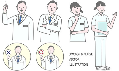 Vector illustration of nurse and doctor pose