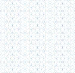 Fototapeta premium Subtle abstract geometric seamless pattern in Oriental style. Thin lines texture, elegant floral lattice, grid. Subtle blue and white background. Elegant vector ornament. Repeat design for print, web