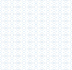 Subtle abstract geometric seamless pattern in Oriental style. Thin lines texture, elegant floral lattice, grid. Subtle blue and white background. Elegant vector ornament. Repeat design for print, web