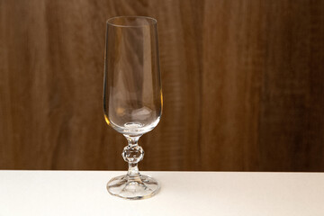 empty wine glass on wooden background