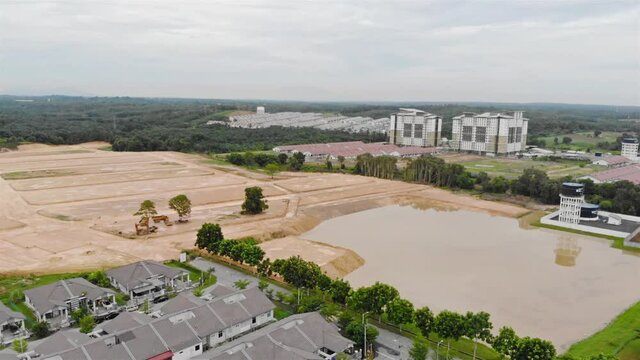 Land Deforestation To Build Housing Area In Melaka Malaysia - Pan Right To Left 