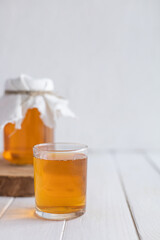 Fresh kombucha on light background