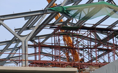 Heavy machinery on elevated reinforced concrete structure