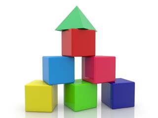 Obraz premium Play tower made of colorful toy blocks