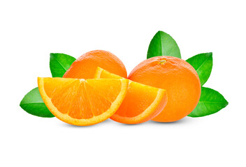 Orang fruit isolate. Orange with leaves isolated on white.