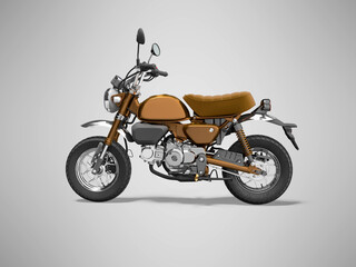 3d rendering brown motorcycle left view on gray background with shadow