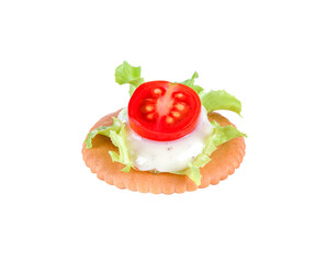 Canape cooked from crackers. Quick appetizer recipe