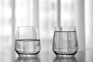 Zwei Gläser Wasser (voll, halbvoll)