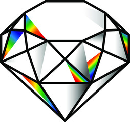 An iconic diamond with refracted spectra.