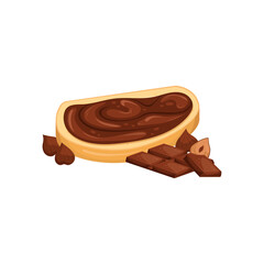 Vector illustration of a chocolate paste sandwich. Sweet snack. Chocolate-nut paste.