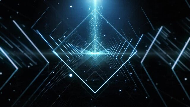 Luminous Blue Background seamless Loop. Futuristic VJ motion graphics with club concert and high tech background Seamless loop.