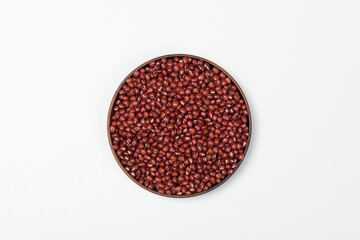 azuki beans , red beans on white background