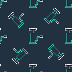 Line Car air pump icon isolated seamless pattern on black background. Vector.
