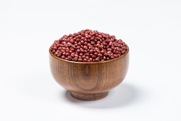 bowl of azuki beans on white background