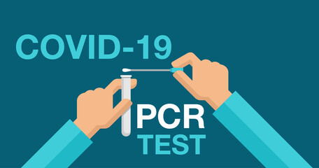 PCR testing in cartoon style