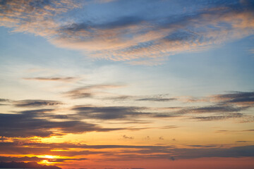 Naklejka na ściany i meble Sunrise skyline with sun light and blue hour background