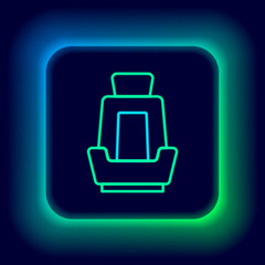 Glowing neon line Car seat icon isolated on black background. Car armchair. Colorful outline concept. Vector.