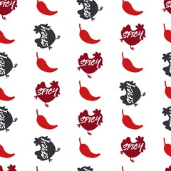 Tasty Spicy Chicken Meat Dish Vector Graphic Seamless Pattern