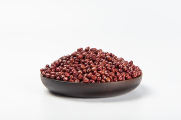 bowl of azuki beans on white background