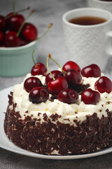 A traditional German chocolate and cherry cake Schwarzwald