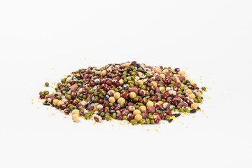 Collection of different cereals, grains and beans backgrounds.