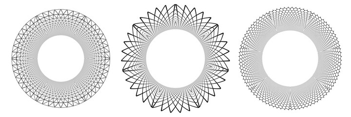 Circle patterns for round frame. Design elements set.