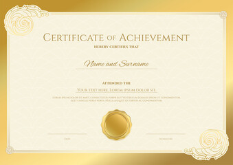 Luxury certificate template with elegant border frame, Diploma design for graduation or completion
