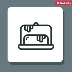 melted cream cake icons, simple flat symbols, perfect pictogram illustrations on 3d background