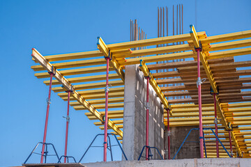 Horizontal formwork at the construction of a residential building.