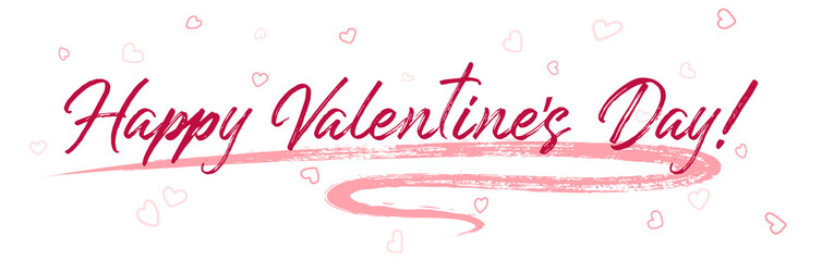 Happy Valentine's Day calligraphy holiday banner festive design with heart love symbols.